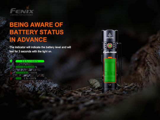 Fenix Wiederaufladbar Taschenlampe LED IP68 mit maximaler Helligkeit 800lm Schwarz