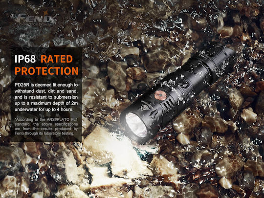 Fenix Wiederaufladbar Taschenlampe LED IP68 mit maximaler Helligkeit 800lm Schwarz