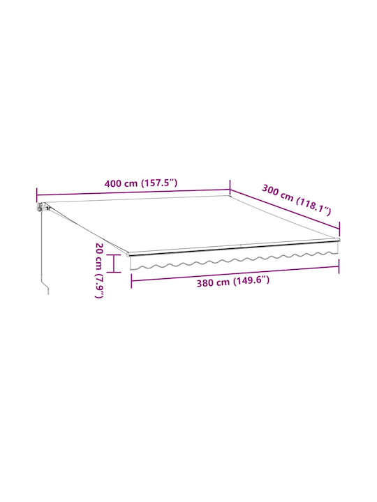 vidaXL Τέντα Βεράντας με Led Μπορντό 4x3m