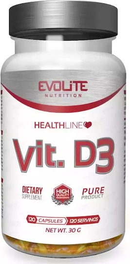 Evolite Vit D3 Βιταμίνη για Ενίσχυση του Ανοσοποιητικού & την Υγεία των Οστών 2000iu 120 μαλακές κάψουλες