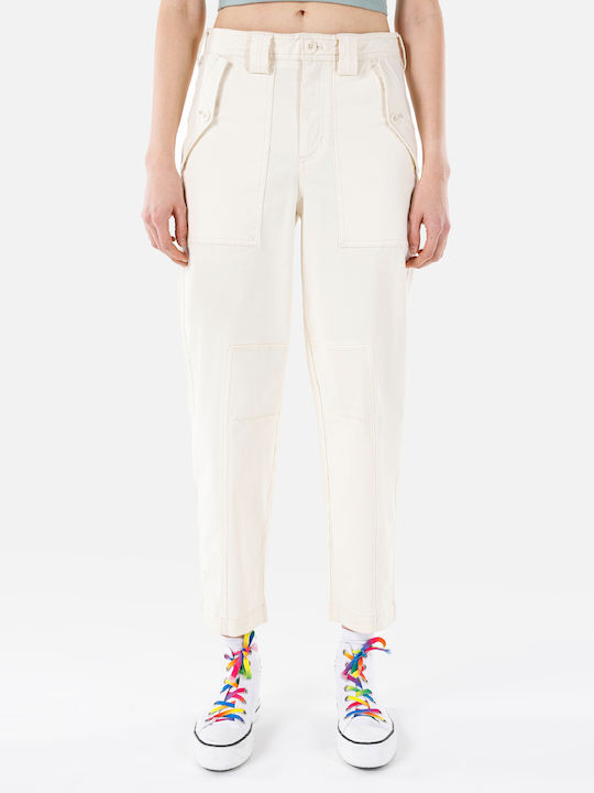 Women's Jean Pants in Baggy Leg Style Ecru