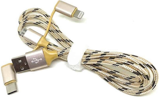 Edman 1m Braided USB 2.0 to micro USB Cable Gold