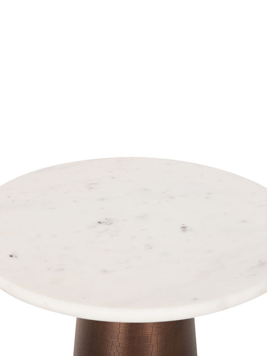 Foden Auxiliary Outdoor Table with Marble Surface and Metal Frame White 40x40xcm