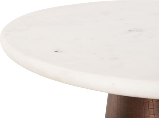 Foden Auxiliary Outdoor Table with Marble Surface and Metal Frame White 40x40xcm
