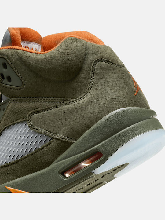 Air  5 Retro Herren Stiefel Army Olive / Solar Orange