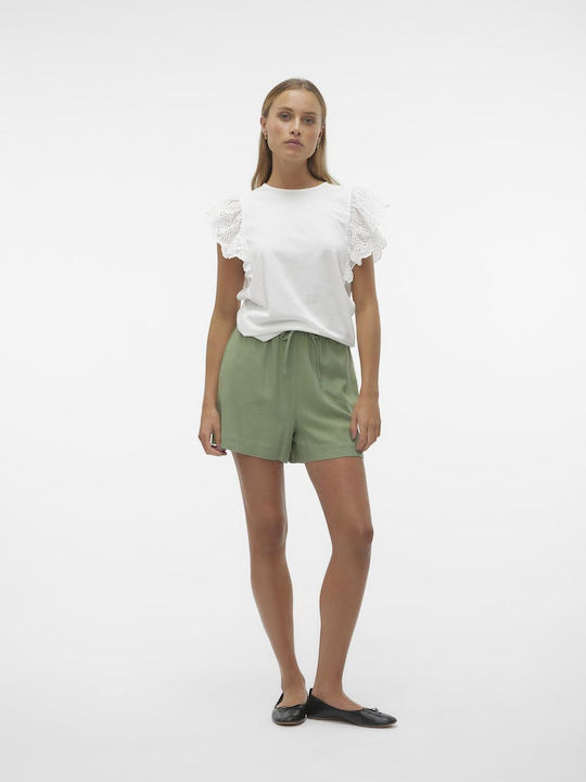 Vero Moda Women's Linen High-waisted Shorts Green