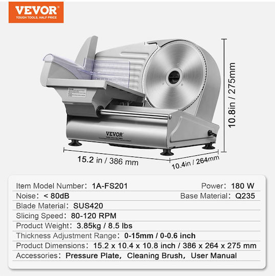 Vevor Μηχανή Άλεσης Κιμά 180W Ασημί