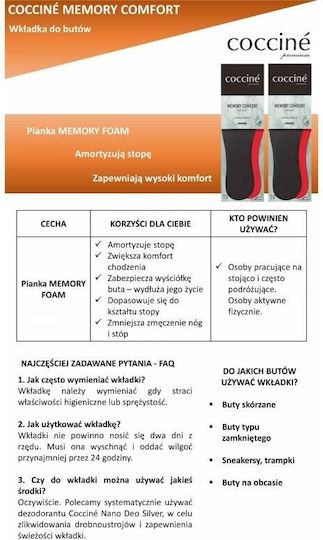 Coccine Ανατομικοί Πάτοι pentru Încălțăminte Tălpici anatomici cu Spumă de memorie 103022/46 2buc