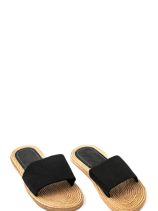 Black Straw Sandals