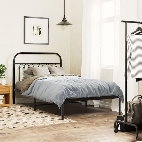 vidaXL Metallic Bed Headboard Black 105x100cm