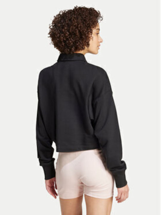 French Terry Cropped Women's Sweatshirt Black