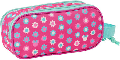 Minnie Mouse Fabric Pink Pencil Case with 2 Compartments