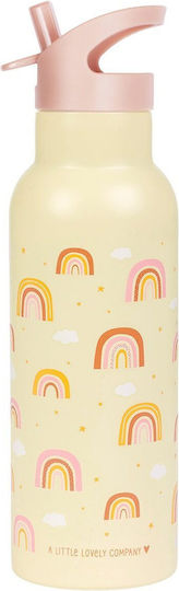 A Little Lovely Company Stainless Steel Kids Water Bottle Thermos with Straw Non Spill Multicolour 500ml