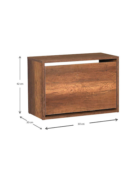Step Wooden Shoe Organizer Walnut 60x30x42cm