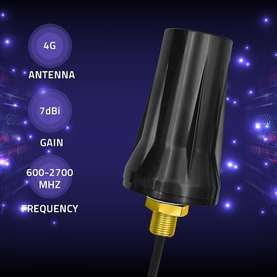 Qoltec 57042 Външен Кантена 4G Паннасочваща 7дБи с връзка SMA Черен