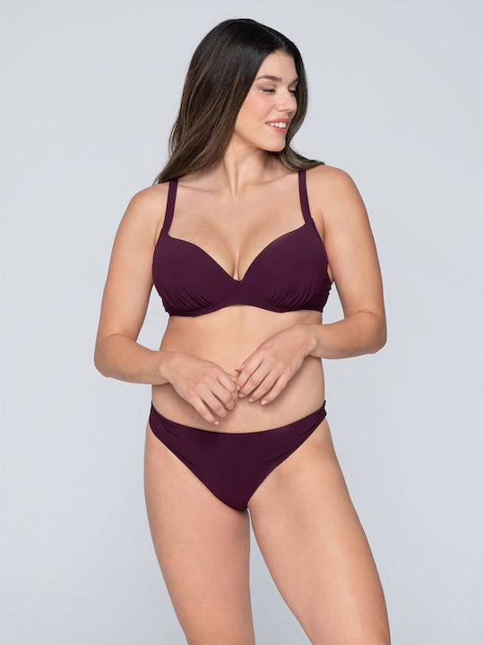 Luna Padded Bikini Bra with Adjustable Straps Purple