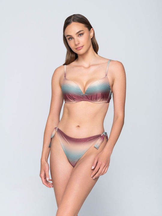 Luna Padded Bikini Bra with Adjustable Straps Multicolour Striped