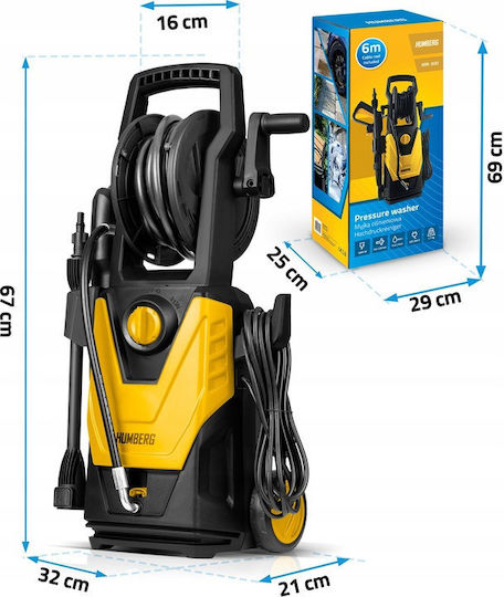 Humberg Pressure Washer Electric 1800W with Pressure 230bar and Metal Pump