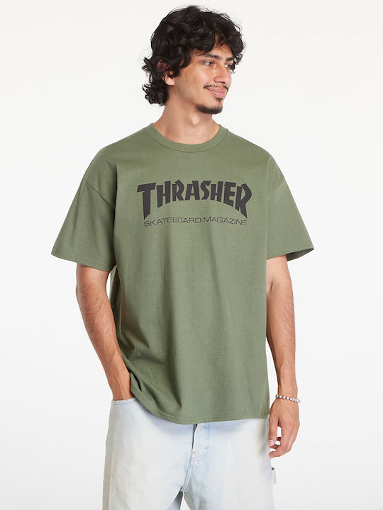 Thrasher Skate Mag Ανδρικό T-shirt Green Army με Λογότυπο