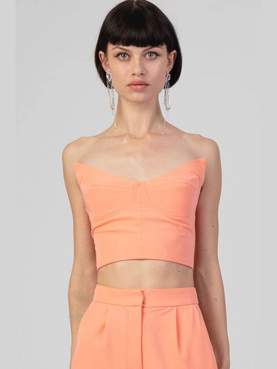 Forever Young The Label Women's Crop Top with Zipper Peach