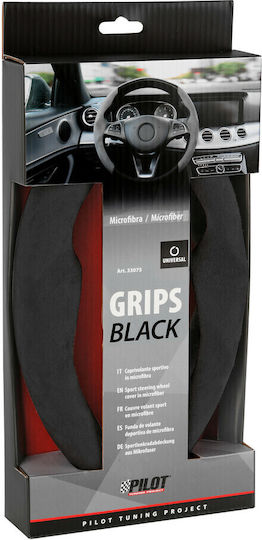 Lampa Car Steering Wheel Cover Microfiber Black with Black Stitching