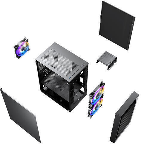 1STPLAYER BS-2 Gaming Mini Tower Κουτί Υπολογιστή με Πλαϊνό Παράθυρο Μαύρο