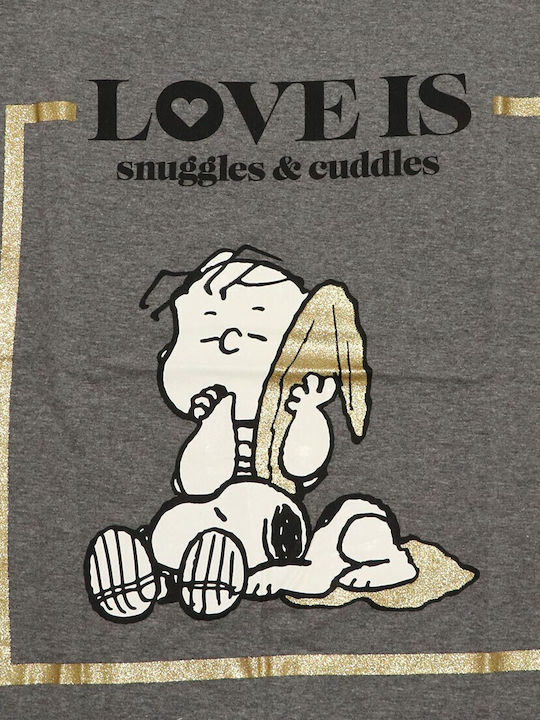 Snoopy Cotton Women's T-shirt Nightgown Sn 53 04 486 Dark Grey