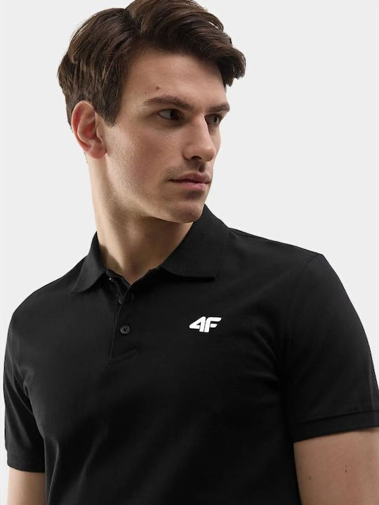 4F Herren Kurzarmshirt Polo Schwarz