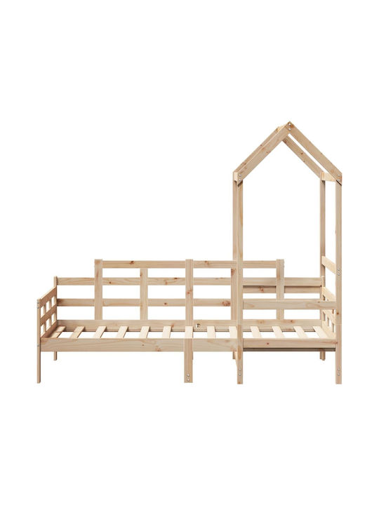 Kinderbett Einzeln Beige für Matratze 80x200cm
