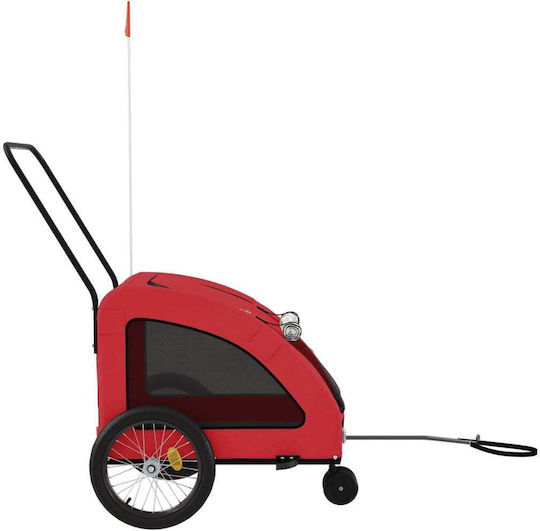 Vidaxl Pet Bicycle Trailer Red Oxford Fabric Iron Red