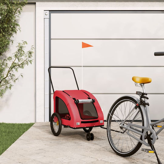 Vidaxl Pet Bicycle Trailer Red Oxford Fabric Iron Red