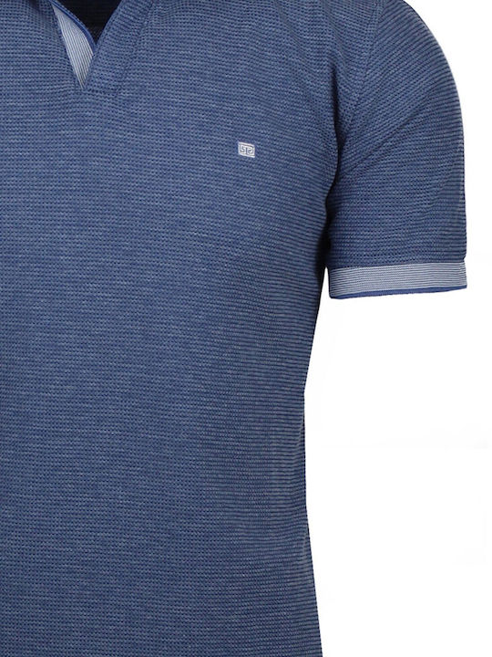 E.T. Men's Short Sleeve Blouse Polo BLUE