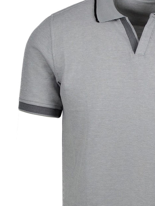 E.T. Men's Short Sleeve Blouse Polo Light Grey