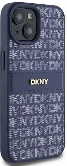 Dkny Pu Leather Repeat Pattern Tonal Stripe Case Iphone 15 Blue