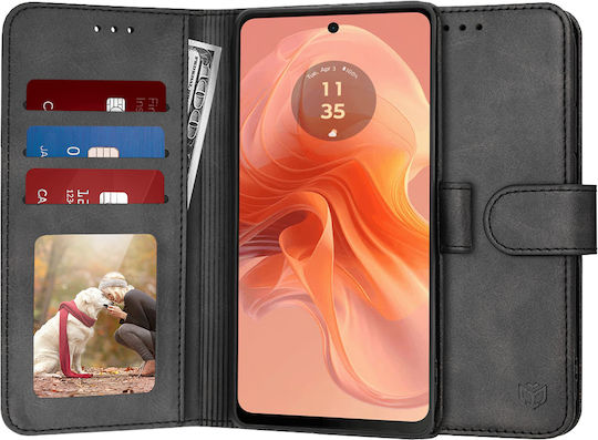 Techsuit Book Silicon Negru (Motorola Moto G04, Moto G24)