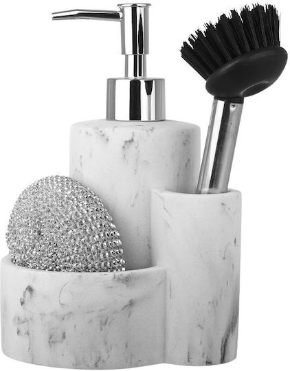 Estia Marble Dispenser Bucătărie Plastic cu Suport pentru Burete Alb Estia Marble Dispenser Bucătărie Plastic cu Suport pentru Burete Alb