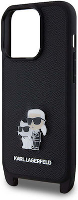 Karl Lagerfeld Saffiano Plastic Back Cover with Strap Black (iPhone 15 Pro MaxiPhone 15 Pro Max)