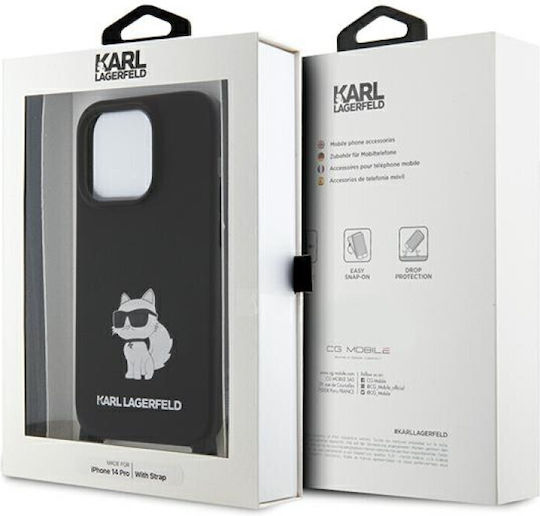 Karl Lagerfeld Choupette Back Cover Plastic with Strap Black (iPhone 15 Pro)