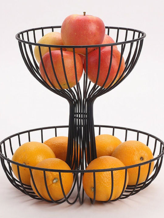 Lalos Fruit Bowl Metallic 2 Levels Black 30x30x29cm