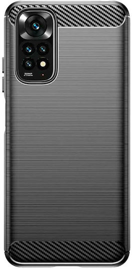 Techsuit Carbon Umschlag Rückseite Silikon Schwarz (Redmi Note 11 Pro)