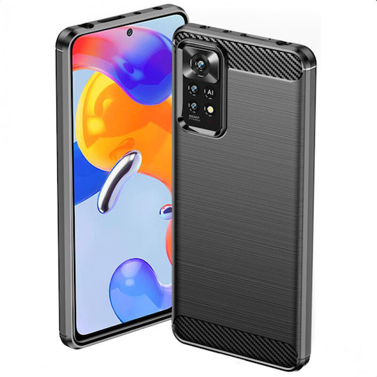 Techsuit Carbon Umschlag Rückseite Silikon Schwarz (Redmi Note 11 Pro)