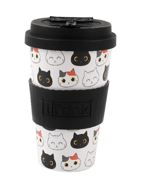 Total Gift Cup Cats Bamboo Cup with Lid Multicolour 435ml