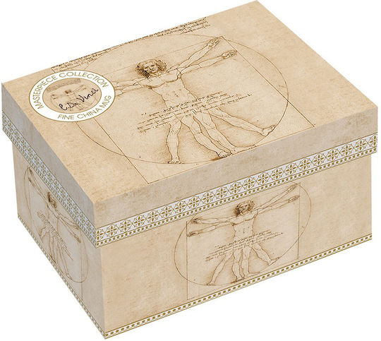 Marva Vitruvian Man Κούπα από Πορσελάνη Μπεζ 300ml Marva Vitruvian Man Κούπα από Πορσελάνη Μπεζ 300ml