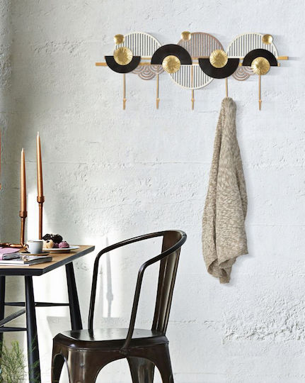 Mauro F Metal Wall Hanger Black 73x30x6.5cm 1pc