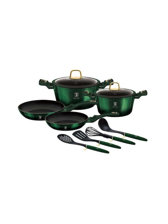 Berlinger Haus Metallic Line Cookware Set from Aluminum Emerald Collection with Non-stick Interior Coating 4 Pieces