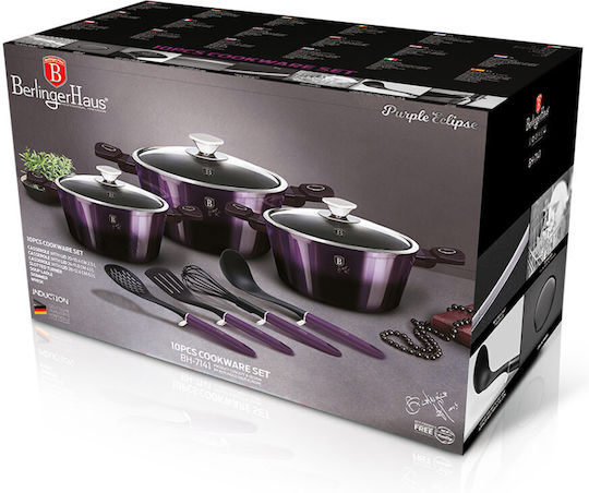 Berlinger Haus Комплект Саксии От Лят Алуминий Purple Eclipse С Вътрешно Покритие От Камък 3 Бр