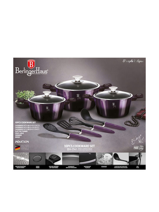 Berlinger Haus Σετ Κατσαρόλες από Χυτό Αλουμίνιο Purple Eclipse με Επίστρωση από Πέτρα 10τμχ
