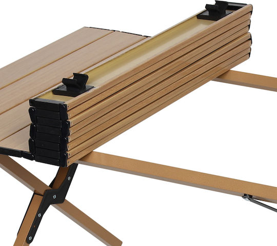 Keskor Τραπέζι Μεταλλικό για Camping Πτυσσόμενο 89x58x43cm Καφέ
