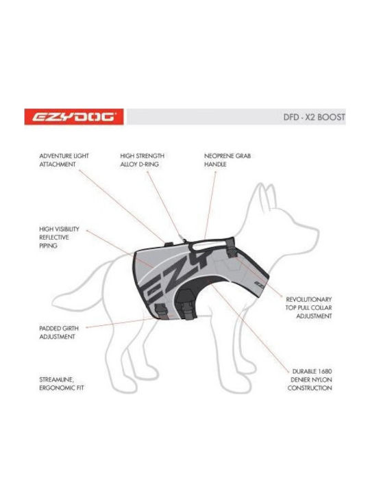 EZYDOG Life Jacket Salvare Câine DFD X2 Boost Roșu S (L:35-50cm) (G:56-65cm)