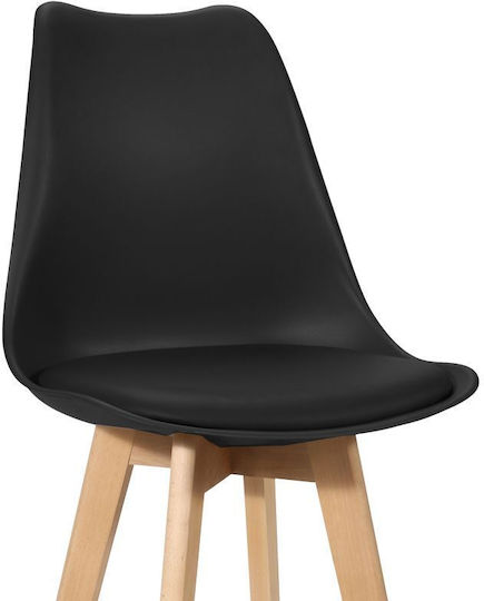 Σκαμπό Μπαρ με Πλάτη Ξύλινο Gaston Μαύρο 56x49x112εκ.